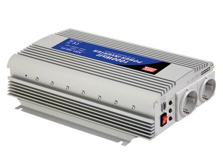 MEAN-WELL---DC-AC-INVERTER-MET-GEMODIFICEERDE-SINUSGOLF---1000-W---DUITS-STOPCONTACT-(A301-1K0-F3)