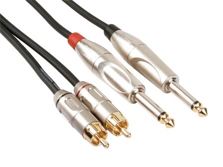 RCA-JACK-KABEL---2-x-RCA-MANNELIJK-naar-JACK-6.35-mm---MONO---5-m-(PAC118)