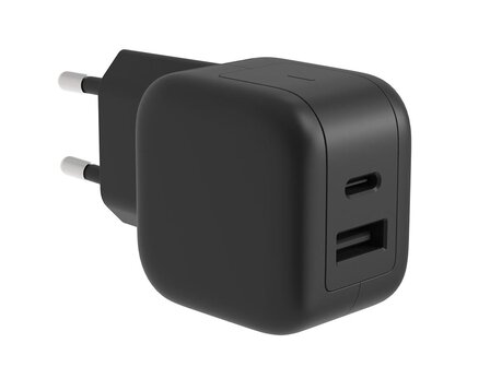 Snelle-USB-oplader-met-GaN-Fast-Technology---2-uitgangen---USB-A-&amp;-USB-C---30W-(PSS6EUSB50)