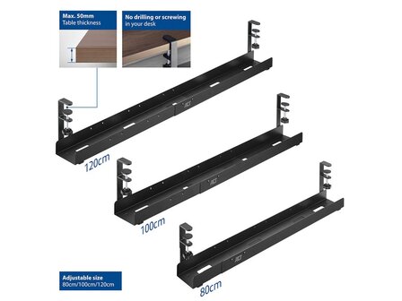 Uitschuifbare-kabelgoot-voor-onder-het-bureau-met-klembevestiging-(ACTAC8376)