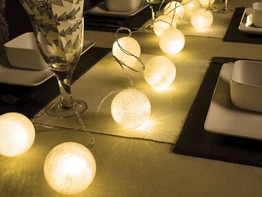 Partylight LED - 10 m - 20 white balls - warm white lamps - transparent wire - 24 V (PYL-10-24V-WHITE-UW)