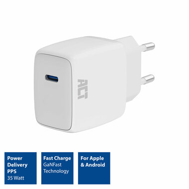 USB-oplader, 1 x USB-C, Power Delivery-functie, 35 W, 1,75 A, wit (ACTAC2135)