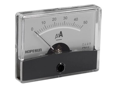 ANALOGE PANEELMETER VOOR DC STROOMMETINGEN 50µA DC / 60 x 47mm (AIM60005)