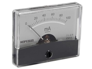 ANALOGE PANEELMETER VOOR DC STROOMMETINGEN 100mA DC / 60 x 47mm (AIM60100)