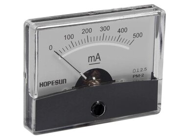 ANALOGE PANEELMETER VOOR DC STROOMMETINGEN 500mA DC / 60 x 47mm (AIM60500)