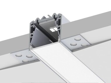 Gipsplaatprofiel, RPL135FL US voor trimless installatie, nis, ruw aluminium, geschikt met de lichtreflector VEGA95 (verhoogt de lichtopbrengst + 20 %) - 2 m (AL-RPL35US-2)