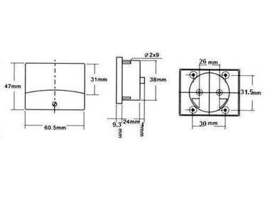 ANALOGE PANEELMETERVOOR DC SPANNINGSMETINGEN 30V DC / 60 x 47mm (AVM6030)