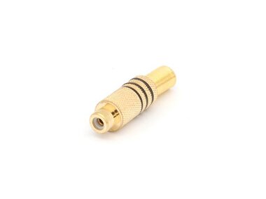 VROUWELIJKE RCA PLUG - VERGULD - ZWART (CA059B)