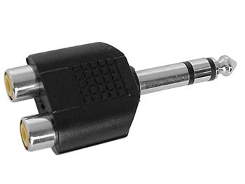 DUBBELE RCA VROUWELIJK NAAR MANNELIJKE 6.35mm STEREO JACK (CAA35)