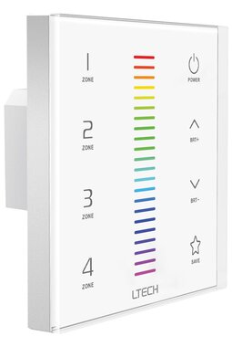 MULTI-ZONE SYSTEEM - TOUCHPANEL LED-DIMMER VOOR RGB-LED - DMX / RF - 4 ZONES (CHLSC39TX)