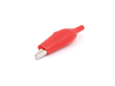 GEISOLEERDE KROKODILLENKLEMMEN MET HULS 44mm - ROOD (CM6R)