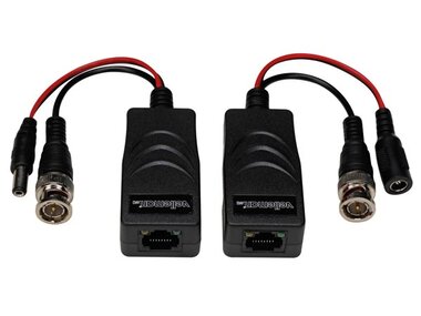 TVI VIDEO-/ VOEDINGSBALUN MET 8P8C (RJ45) CONNECTOR EN BNC/VOEDINGSKABELS - PAAR (CV049)