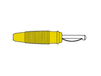 BANAANSTEKKER 4mm MET DWARSGAT EN SOLDEERAANSLUITING / GEEL (VQ 30) (HM1430D)