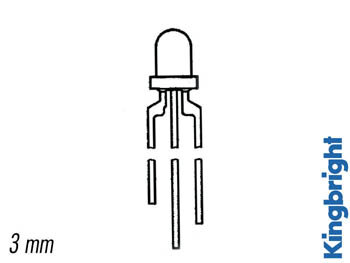 L-115WEGW LED 3mm ROOD/GROEN WIT DIFFUUS 50mcd (L-115WEGW)