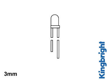 LED 3mm TRANSPARANT - 1500 ~ 2000 mcd (L-7104VGC-E)