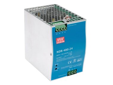 VOEDING - 1 UITGANG - 480 W - DIN-RAILMONTAGE - 24 V - 20 A - VOOR INDUSTRIEEL GEBRUIK (NDR-480-24)