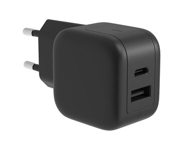 Snelle USB-oplader met GaN Fast Technology - 2 uitgangen - USB-A & USB-C - 30W (PSS6EUSB50)