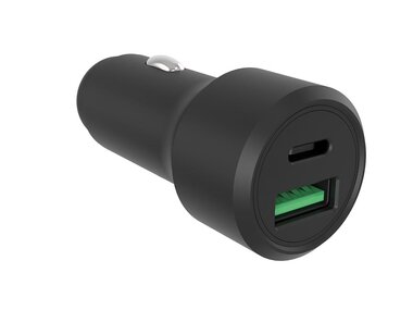 USB autolader - aluminium behuizing - 2 uitgangen - USB-A & USB-C - 38W (PSS6EUSB53)