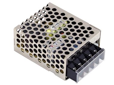 SCHAKELENDE VOEDING VOOR IT-APPARATUUR - 1 UITGANG - 15 W - 24 V - GESLOTEN CHASSIS (RS-15-24)