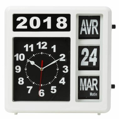 WANDKLOK MET FLIPOVER KALENDER - 31 x 31 cm - FRANS (WC107)