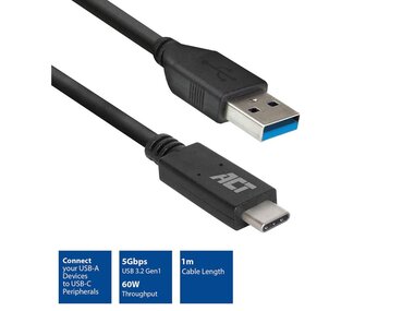 USB 3.0-kabel, USB-A naar USB-C, 1 meter (ACTAC7416)