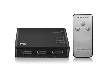 4K HDMI switch 3 poorten, weergave van 3 HDMI bronnen op één monitor. (ACTAC7845)